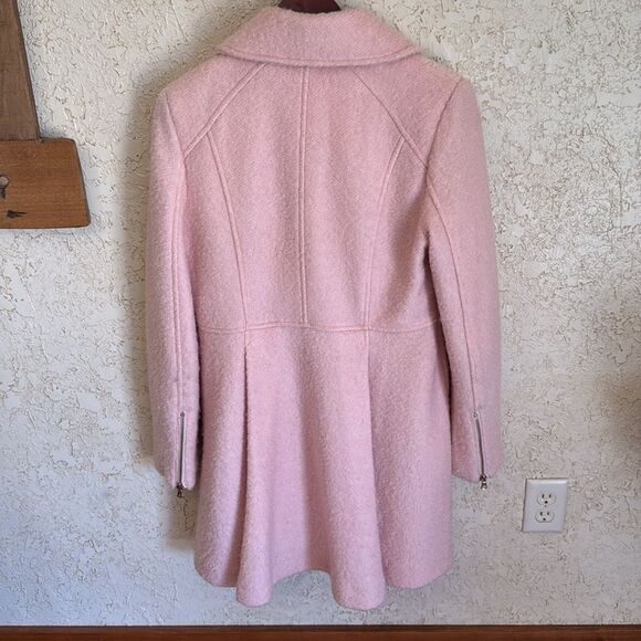 Guess Pink Double Breasted Bouclé Cutaway Coat - Picture 7 of 16